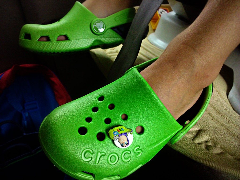 Green Crocs with Buzzlightyear Jibbitz