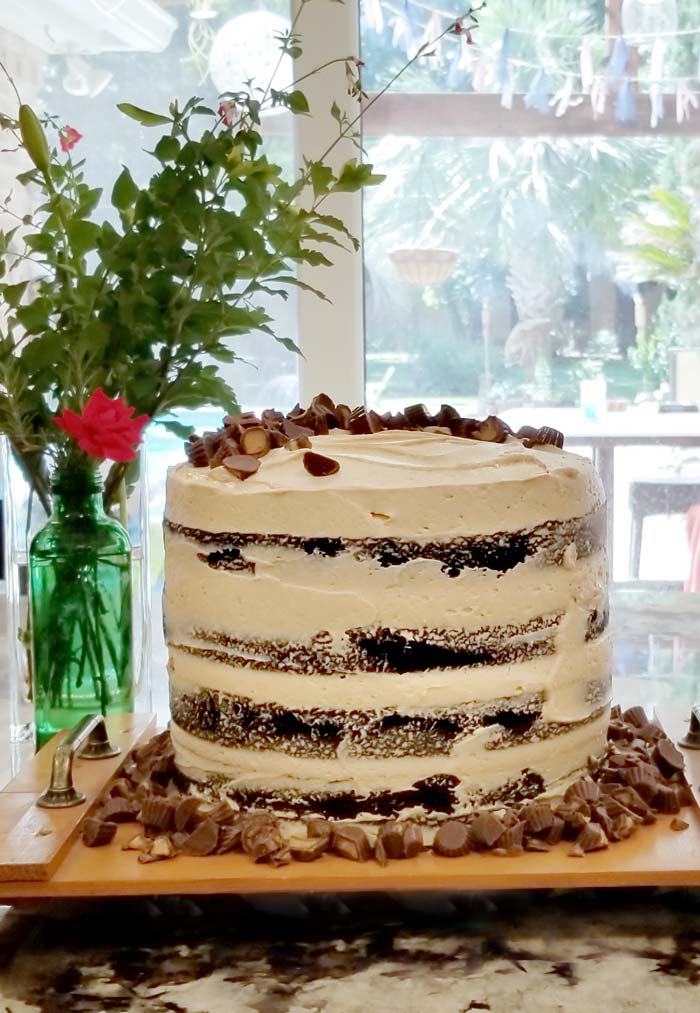 Rustic Chocolate Peanut Butter Whiskey Cake