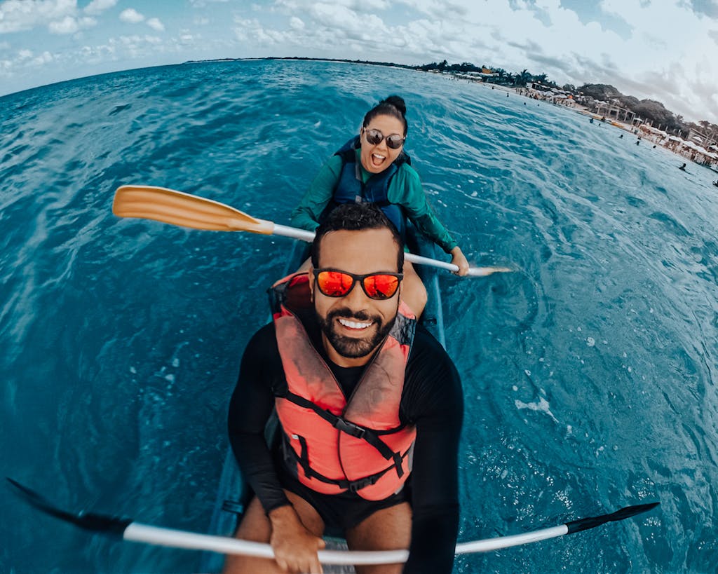 Man and Woman Kayaking