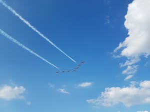 Airplanes in Acrobatic Arrangement during Airshow